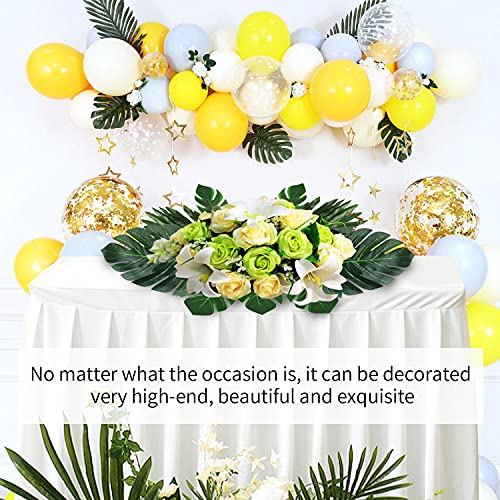 Quanqiufei 74 Pcs 7 Kinds Artificial Palm Leaves Tropical Fake Leaves, Monstera Leaf Faux Leaves For Safari Jungle Hawaiian Dinosaur Luau Party Table Decoration Wedding Birthday Theme Party #TOP7