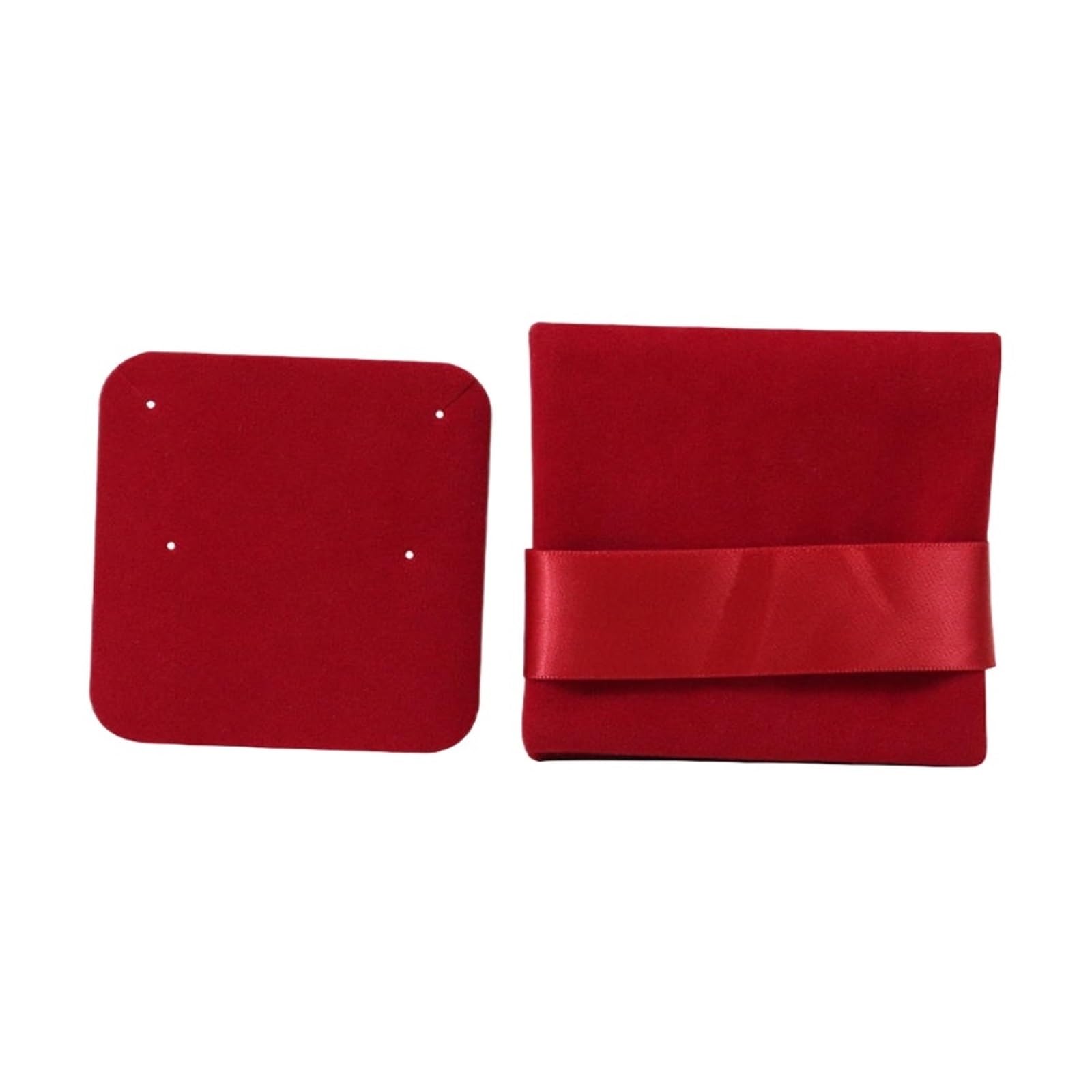 SHENJMAI Velvet Jewelry Pouches Velvet Jewelry Storage Bag Knitted Fabric Flip Ribbon for Earrings Necklace Square Socket Thicken Packaging(C-Red)