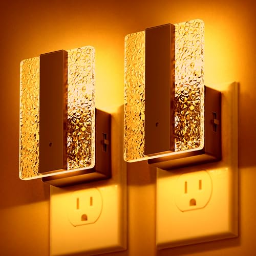 Image of DORESshop LED Night Lights Plug Into Wall [2 Packs], Decorative Night Light with Dusk-to-Dawn Sensor, Dimmable Nightlights, Adjustable Brightness Night-Lights for Bathroom, Hallway, Bedroom,Amber