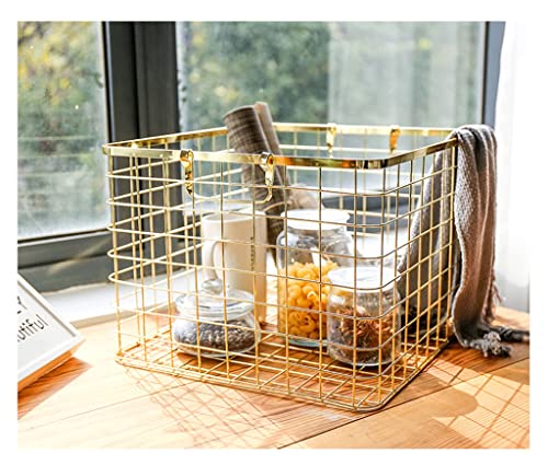 Cesta metal dorada MQPALZKD con diseño resistente para hogar 3