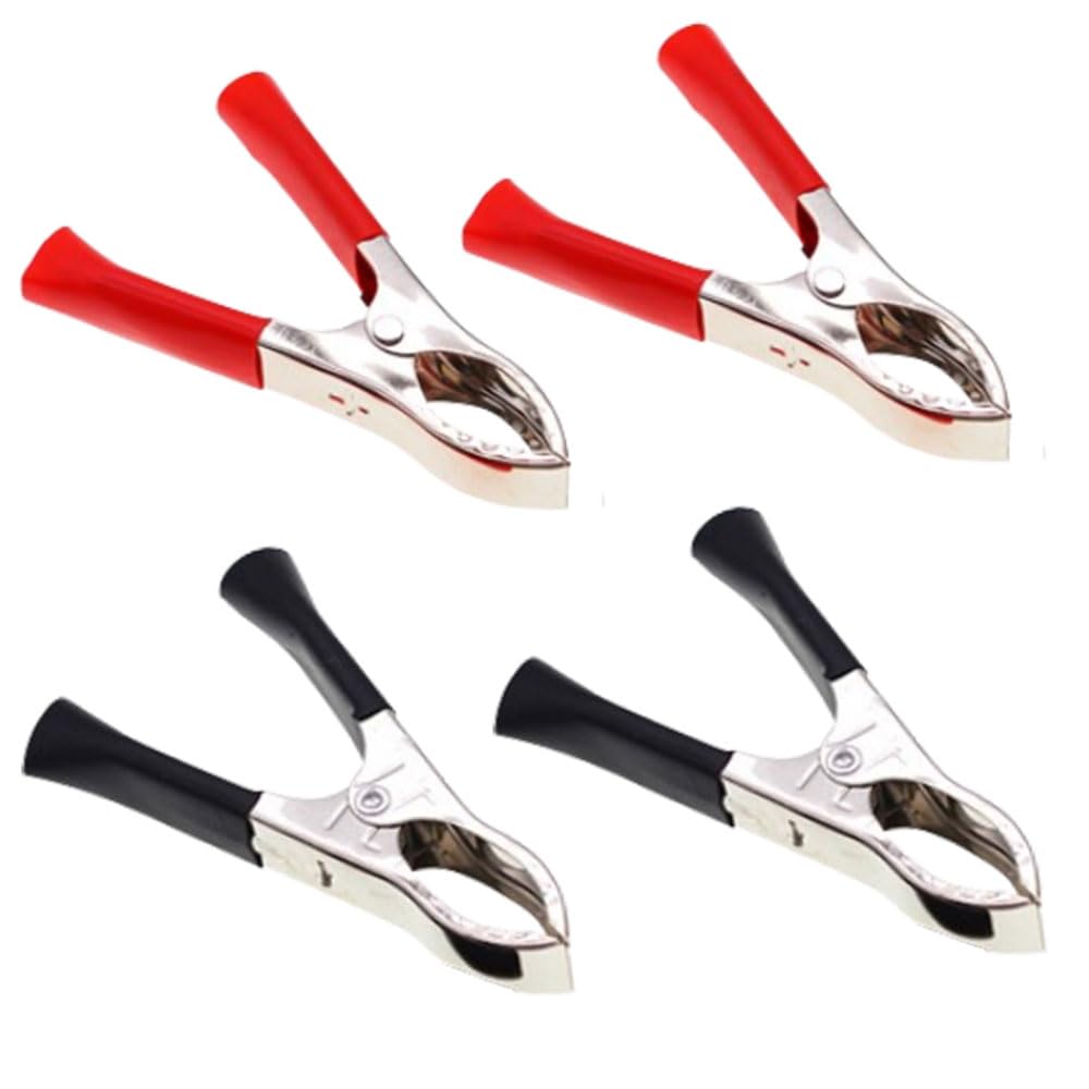30A Jump Lead Clamps Heavy Duty Pure Copper Crocodile Clamps Car Battery Alligator Clips Heavy Duty Pure Copper Crocodile Car Battery Alligator Clips (4, Red/Black)