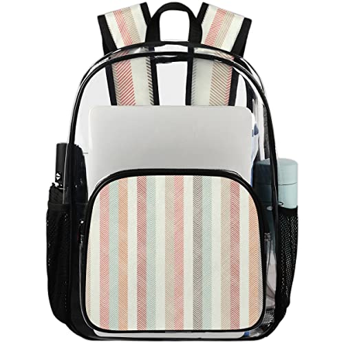 Sac à dos transparent PVC rayures colorées sport travail université L