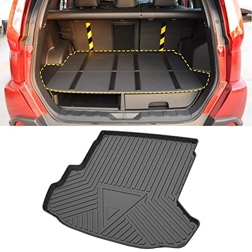 HYSMYXGSLKJ Car Rubber Non Slip Boot Trunk Mats for Nissan X-Trail T31 2007-2014, Black Rear Trunk Liner Tray Protector Waterproof Back Seat Cover Cargo Storage Pad Interior Accessories