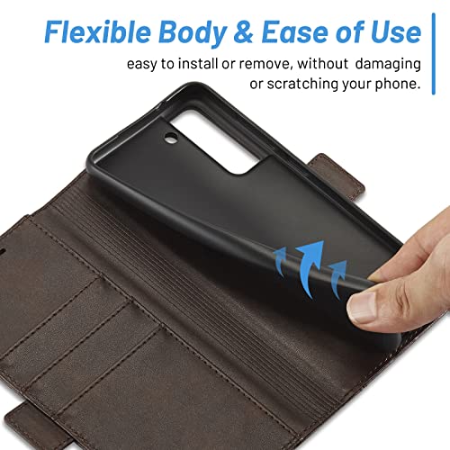 Capa para Samsung Galaxy S22/S22+/S22 Ultra, couro PU premium flip fólio proteção à prova de choque