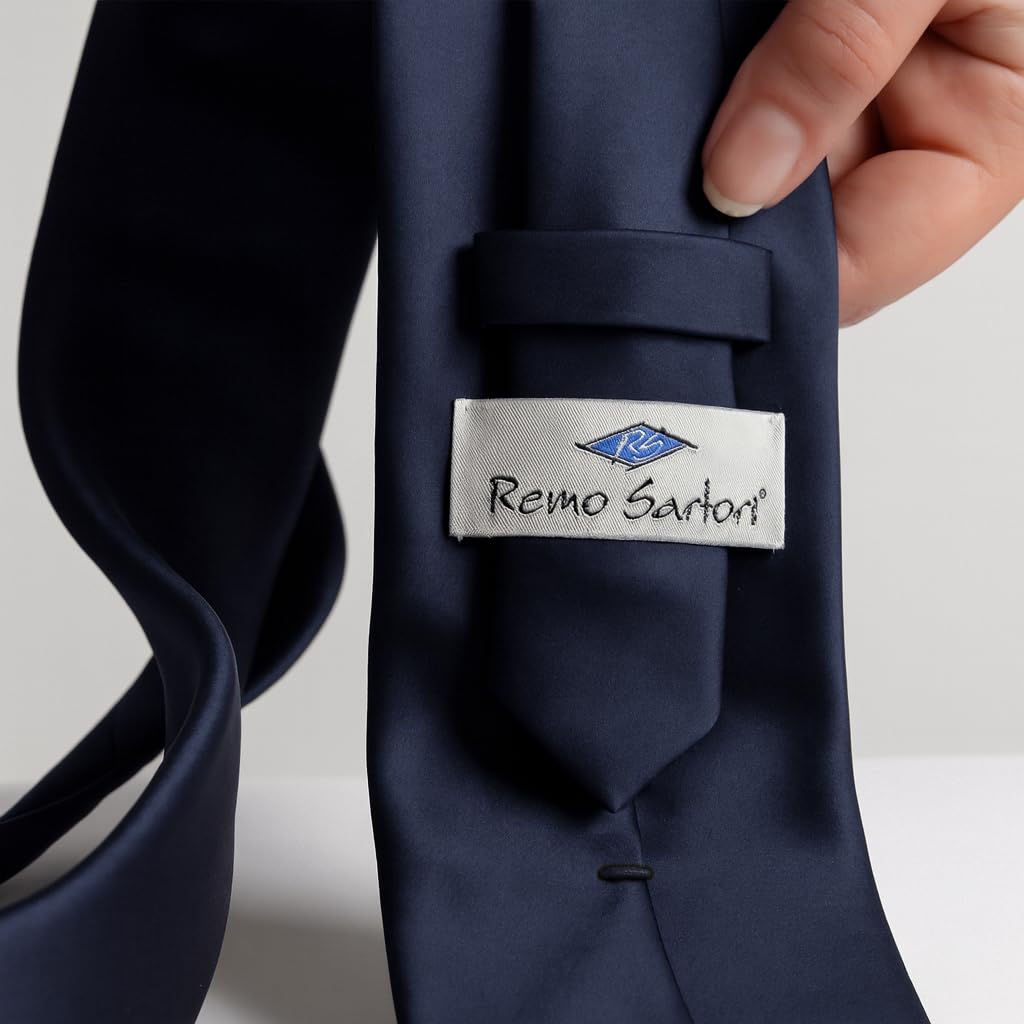 Remo Sartori - Elegante Cravatta Sposo per Cerimonia in Puro Raso di Seta Lucida, Made in Italy, Uomo