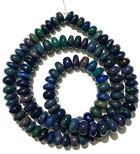 Opale noire éthiopienne en perles rondelles 10mm, fil de 13 pouces pour création de bijoux DIY