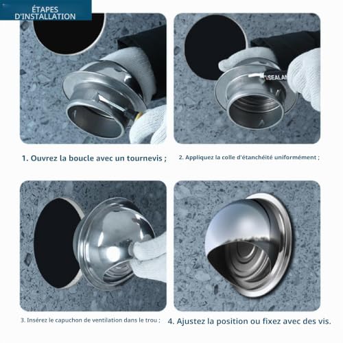 Moonjor 150mm Grille d'Aération Ronde Grille Ventilation Hotte, Bouchon Rond en Acier Inoxydable 304 Avec/Maille – vue 7