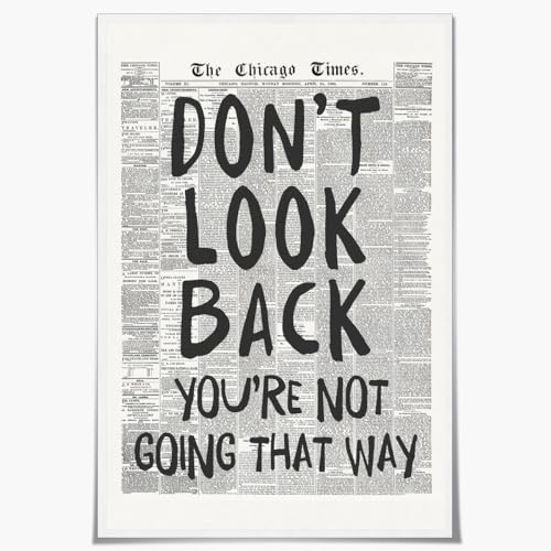 Aimery Retro Newspaper Posters Positive Affirming Quotes Posters Black And White Wall Art Don'T Look Back You'Re Not Going That Way Room Aesthetic Poster Apartment Bedroom Decor12X18Inch Unframed cover