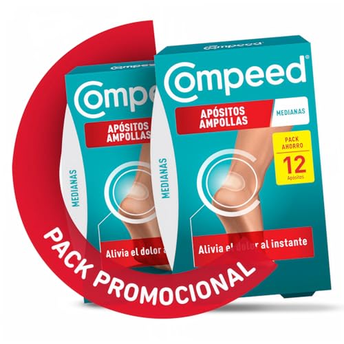 COMPEED Ampollas Medianas, Apósitos Hidrocoloides Contra Rozaduras, Pack 2 x 12 uds.