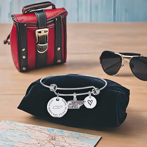 JJTZX Miles Apart but Close at Heart Long Distance Relationship State Map Bracelet Going Away Gift Travel Gift2