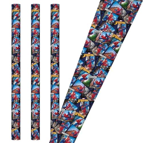 Spiderman Birthday Wrapping Paper 3 x 2M Rolls Gift Wrap - Spiderman 8007
