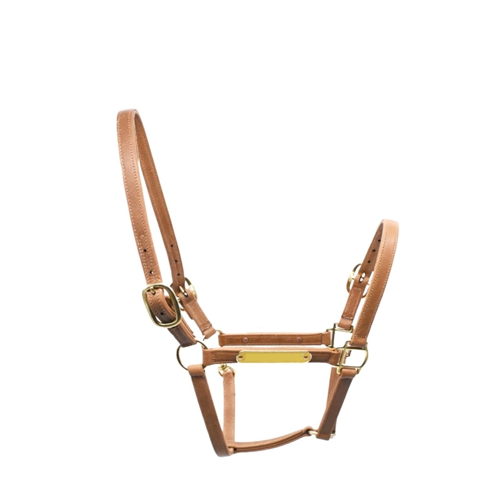 Halfter Für Pferde Pferdeausrüstung Halfter aus doppellagigem Leder mit Messingbeschlägen(Light Brown-M)