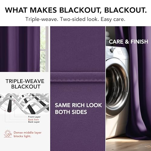 Image of Deconovo Purple Blackout Curtains 52x63 Inch, Soundproof Curtains, Thermal Window Drapes for Bedroom (Puprle Grape, 52Wx63L Inch|2 Panels, Set of 2)