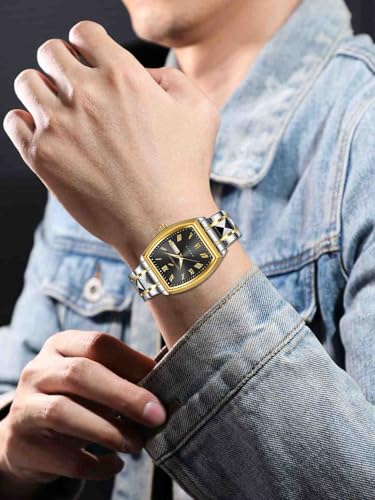 Image of Daniel Hechter Duroc Collection Luxury Watch for Men with Roman Indices, Day-Date Display and Two-Tone Studded Stainless Steel Strap