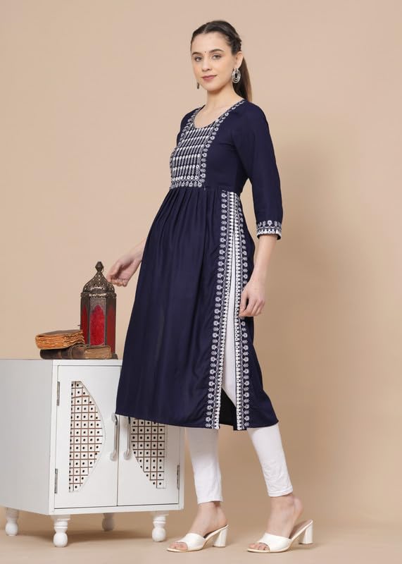 Image of JAIPURFAME Maternity Feeding Kurti with Zipper | Cotton Floral Printed Pregnancy & Nursing Dress | Comfortable & Stylish Maternity Wear for Women | Breastfeeding Kurta with Zipper | Soft & Elegant