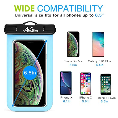Moko Waterproof Phone Pouch, Underwater Cellphone Case Bag With Lanyard Armband Compatible With Iphone 14 13 12 11 Pro Max X/Xr/Xs Max/Se 3, 8/7/6 Plus, Samsung S10/S9/S8 Plus, A10E,Note 10,Skyblue #TOP4