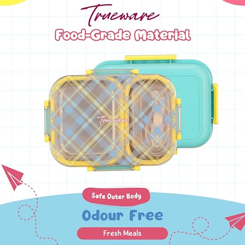 Image of Trueware Cool Touch 304 Stainless Steel PU Insulated Lunch Box with Two Compartment BPA Free, Food Grade Ideal for School, Picnic, Office & Outdoor - 540ml