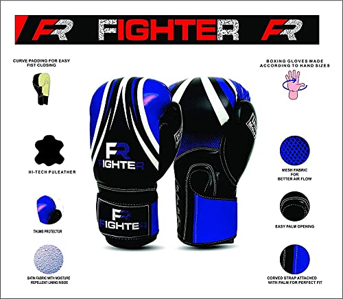 Fr Fighter Boxing Gloves Perfect For Mma Training, Punching Bag, Kickboxing, Muay Thai Boxing Gloves For Men, Women And Adult (Blue/Black, 6 Oz) #TOP4