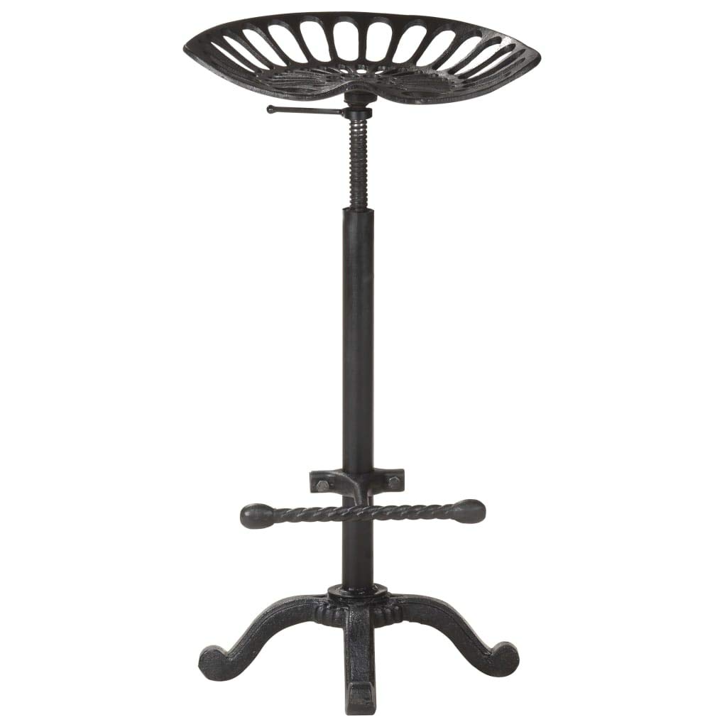 Tabouret de bar vintage en fonte noire réglable avec repose-pieds