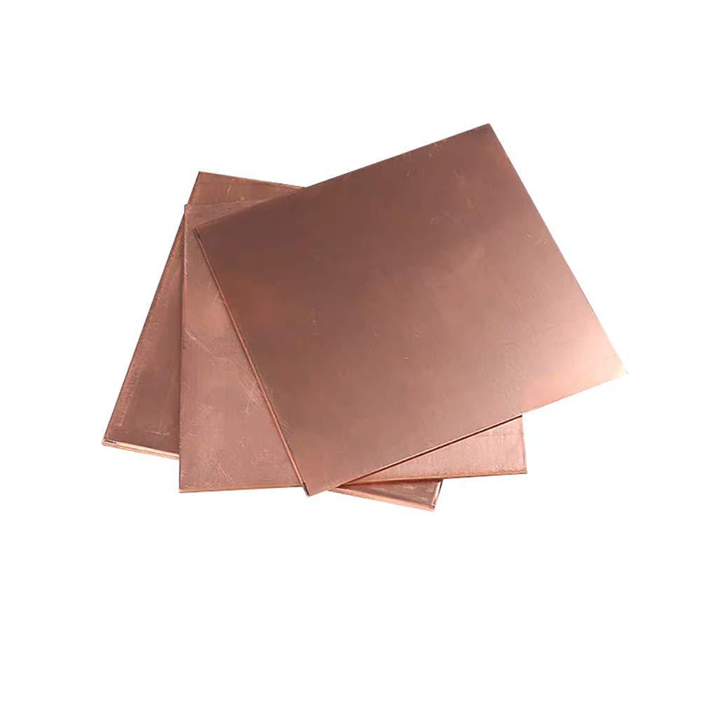 Kupfer, 3 Stück T2 reine Kupferbleche, flache Cu-Folie, korrosionsbeständiges Metall-Experiment-Schweißmodell, 0,5 mm x 100 mm x 100 mm(2.0mm*100mm*100mm)