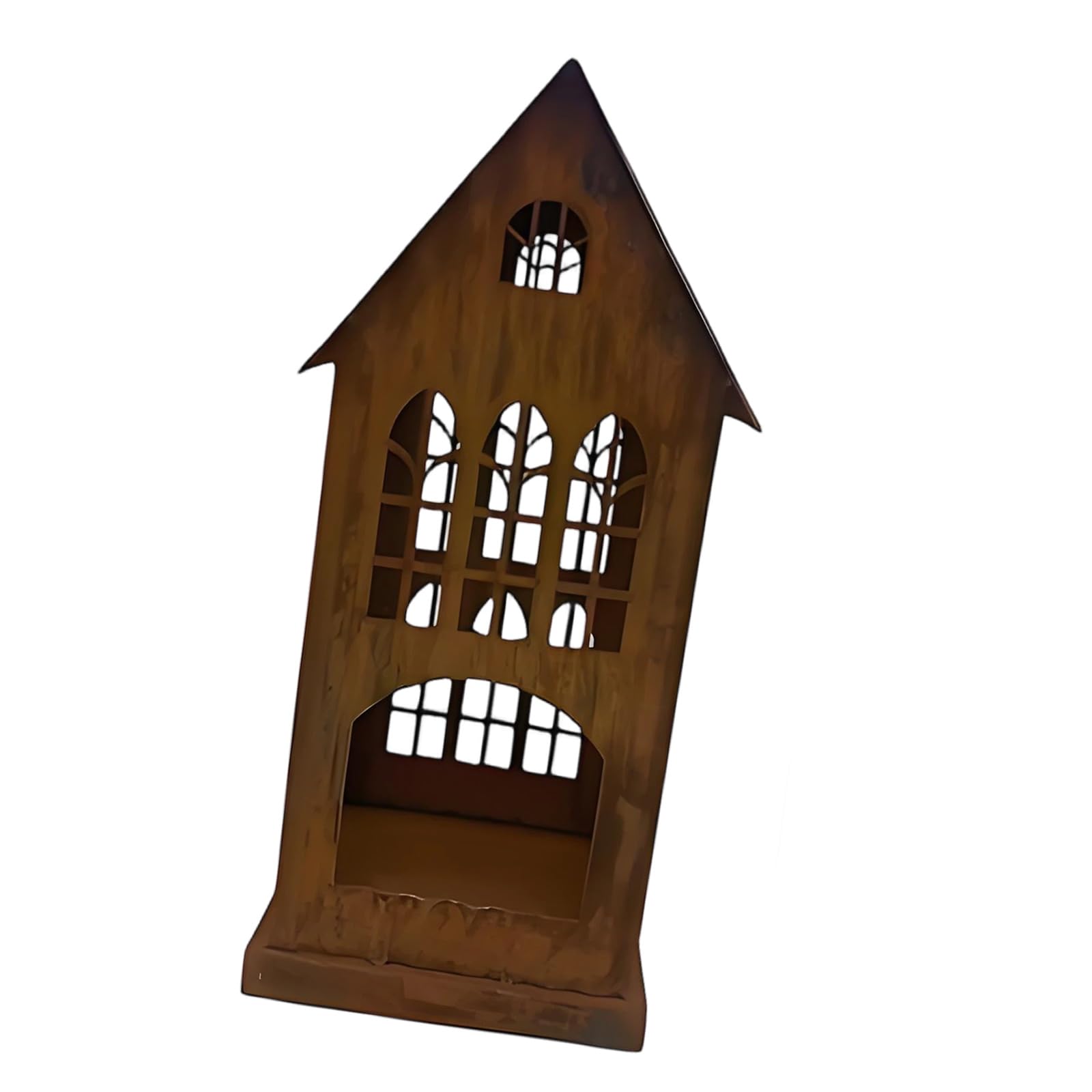 PANGBOER Rustics Metal Iron Holder Decorative House Shaped Tea Light Candleholder Farmhouse Decors Gift Rustics Holder