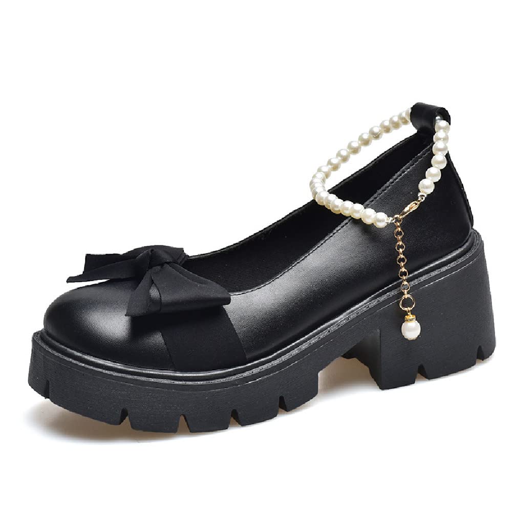 Womens Platform Mary Janes Shoes Sweet Toe Ankle Lolita Gothic Pumps Chunky Patent Leather — view 18
