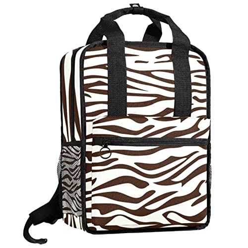 Sac à dos pour garçons motif zèbre marron 35.5x26x12 cm pour l'école