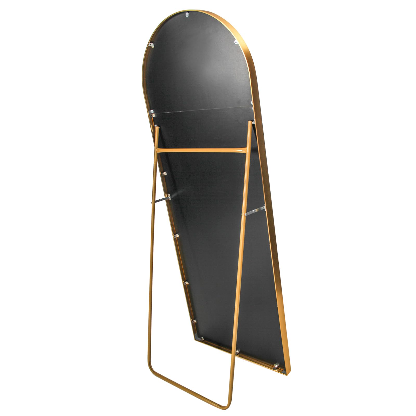 Miroir sur Pied Arqué,162 x 53 cm Miroir Mural en Pleine Longueur,Grand Miroir de Sol, pour Salon,Chambre,Vestiaire,Entrée - Cadre en Aluminium et Anti-éclats (Doré)
