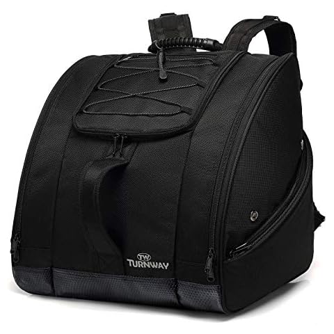 TurnWay Ski/Snowboard Boot Bag/Skating Bag | Store Gear, Jacket, Helmet, Goggles, Gloves & Accessories | Travel with Waterproof Exterior & Bottom, Venting & Grommets for Snow Drainage (Black) Cover