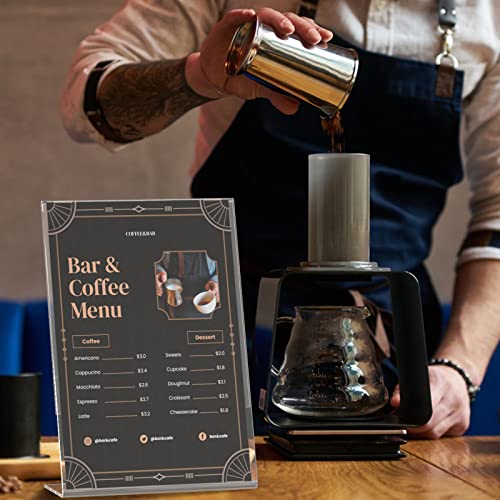 6 Pack Acrylic Sign Holder 8.5 X 11 With Vertical Slanted Back, Plastic Display Stands With 1 Pack 4 X 6 Clear Stand For Display, Flyer Document Holder For Office, Restaurants, Home, Store, Desktop #TOP7