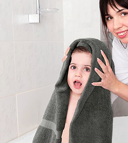 Oakias 6 Pack Small Cotton Towels Grey – 22 X 44 Inches 500 Gsm – Hotel, Pool & Gym Towels – Highly Absorbent #TOP4
