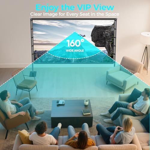 Image of Outdoor Projector Screen with Black Backing - 120 inch Portable Projection Screen with Stand, 16:9 Wrinkle-Free Opaque Movie Screen with Carry Bag for Indoor Home Theater Backyard Cinema