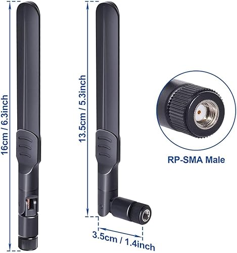 Miniatura 14 de Bingfu WiFi de banda dual 2.4GHz 5GHz 5.8GHz 8dBi MIMO RP-SMA macho antena blanca (paquete de 2) para enrutador WiFi, tarjeta de red inalámbrica
