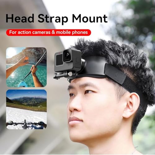 Image of HeadStrap Mount for Action Camera, Adjustable Headband Compatible with GoPro Hero Series, DJI Osmo Action, Insta360 - Hands-Free for Sports, Travel & Vlogging (PM027 Head Strap Mount)