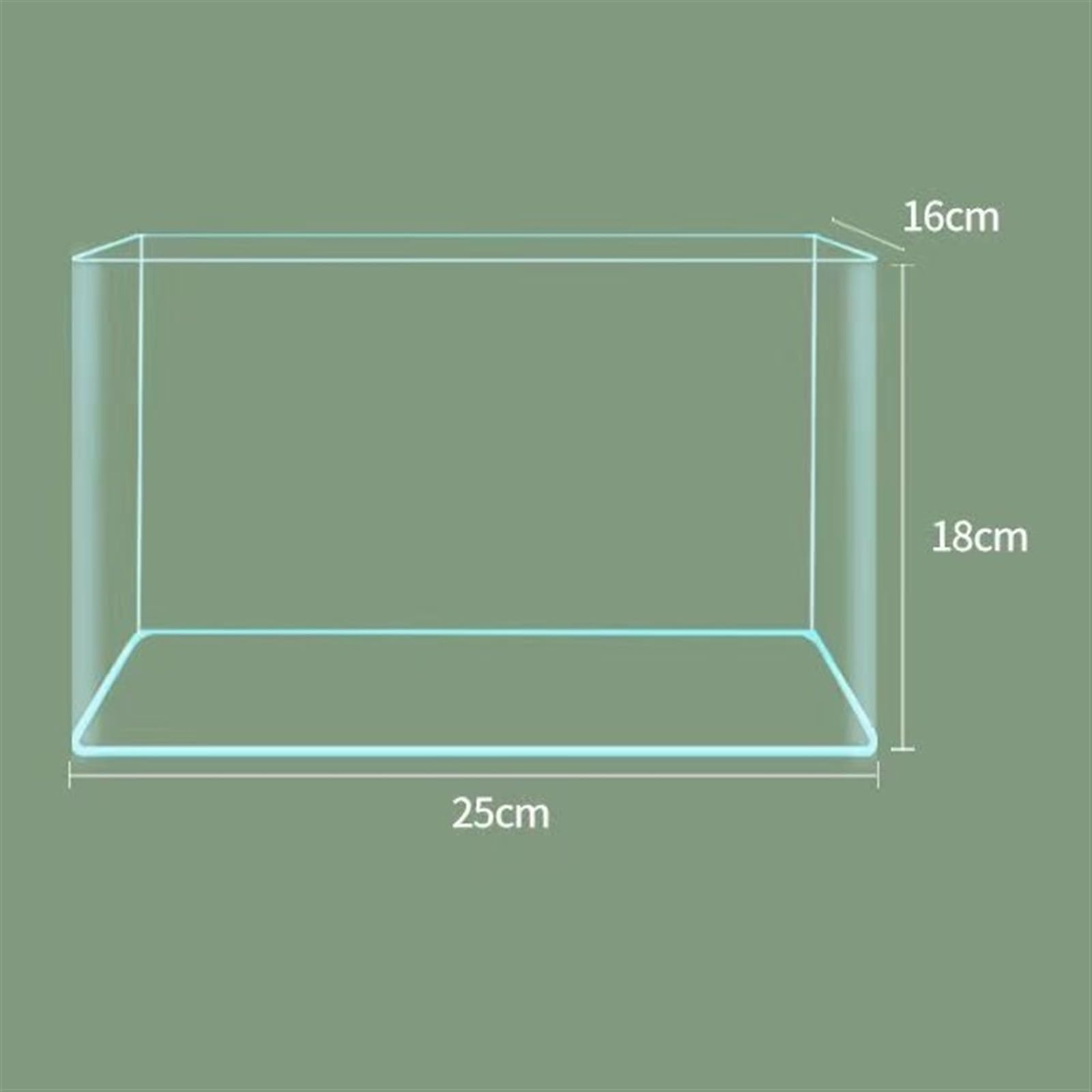 Acquario per Pesci Acquario in Vetro Bordo Curvo Soggiorno Piccolo Acquario Desktop Acquario in Vetro Trasparente Scatola for Allevamento Tartarughe Acquari(25x16x18cm)