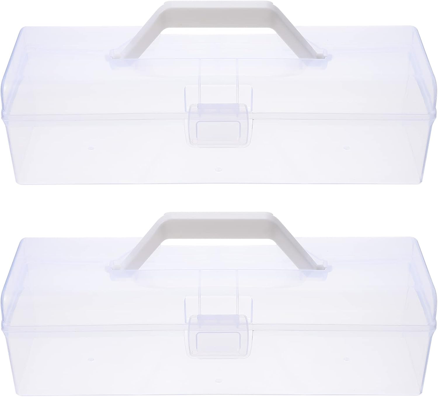 VICASKY Plastic Storage Box, 2pcs Clear Organizer Container with Handle, Multipurpose Storage for First Aid, Sewing, Painting Arts Tools