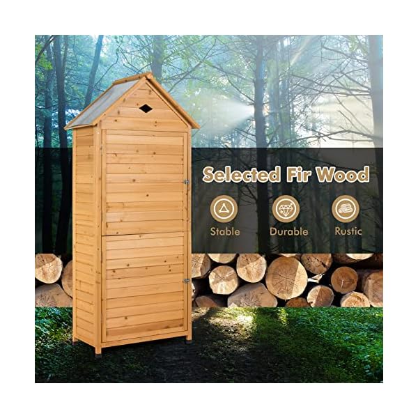GIANTEX Gartenschrank Holz wetterfest Gartenhaus Gerätehaus Gartenhütte Gartenschuppen 4 Einlegeboden Geräteschrank… – Bild 6