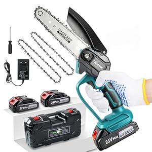 Akku Kettensäge 6 Zoll, Goldsea Mini Kettensäge mit Akku 2 x 3000mAh 18V, Elektrische Astsäge Handkettensäge für Garten baumschnitt und Brennholz