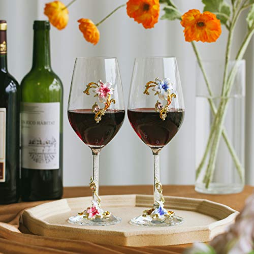Btat - Fancy Wine Glasses, Floral Wine Glass, Set Of 2, Flower Wine Glass, Decorative Wine Glasses, Wine Glass Floral, Decorated Wine Glasses, Decorative Wine Glasses For Women #TOP3