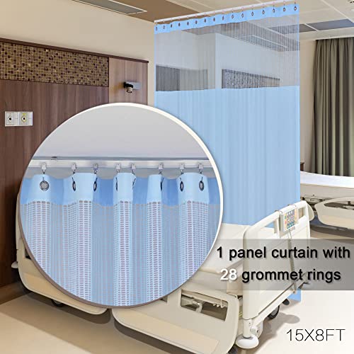 Inherent Fire Repellent Fabric Divider Privacy Cubicle Stripe Hospital Curtain, Ceiling Track Grommet Cubicle Curtains For Hospital, Living Room, Lab, Clinic, Show Room, (1 Panel, Blue, 15X8Ft ) #TOP1
