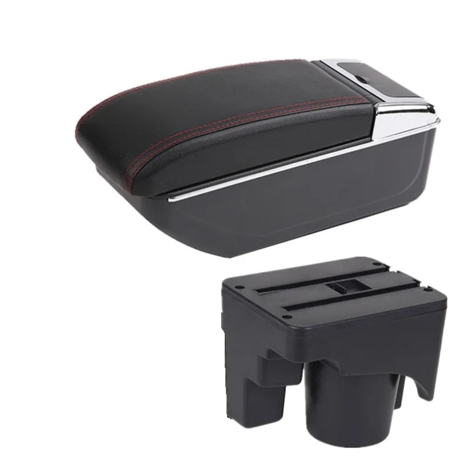Hguvsjd Armrest Box For VW For Golf 6 5 Mk6 MK5 For Jetta For Sagitar Armrest Storage Box Interior Retrofit Car Armrests(B red line NO USB)