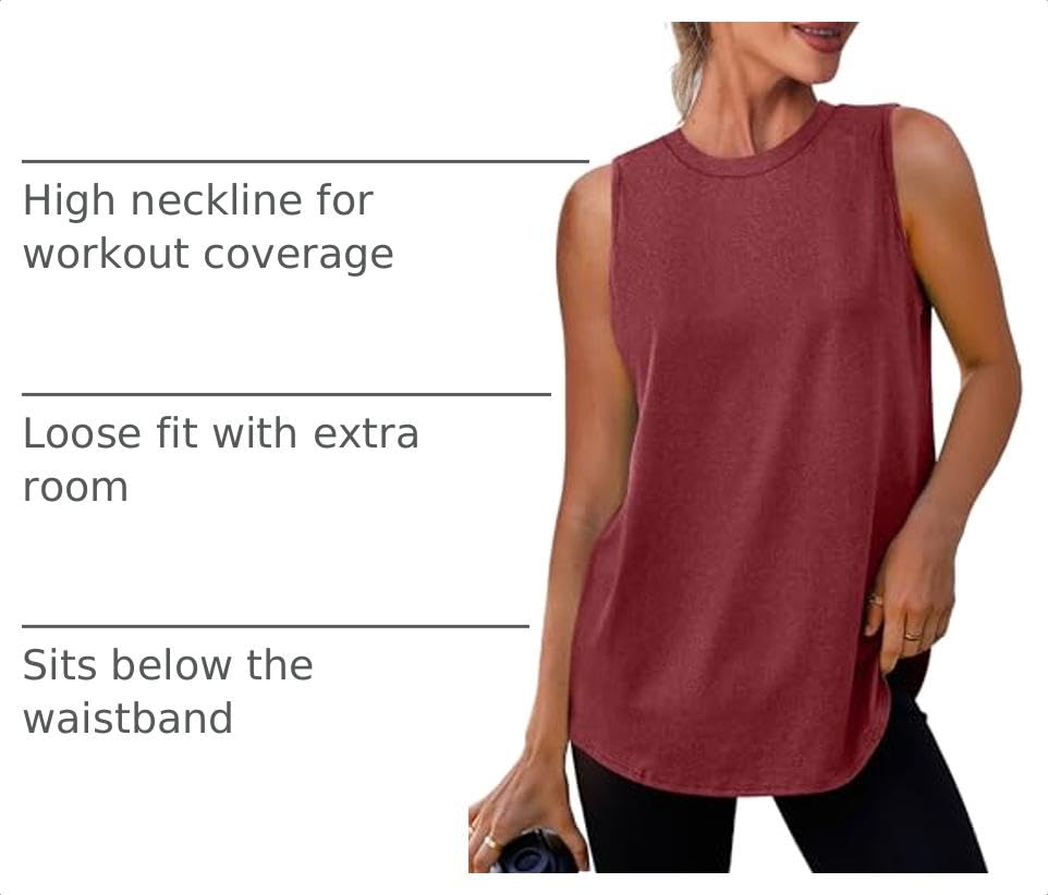 Image of Womens Workout Tank Tops Lightweight Sleeveless Shirts for Women Loose Fit Tops for Athletic Running Tennis Yoga