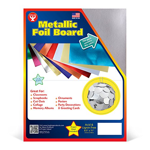 Hygloss Metallic Foil Board 8.5 x 11 Inches-25 Sheets-Matte Silver-for Arts & Crafts, Classroom Activities & Artists, Paper, 8.5 x 11 - Image 2