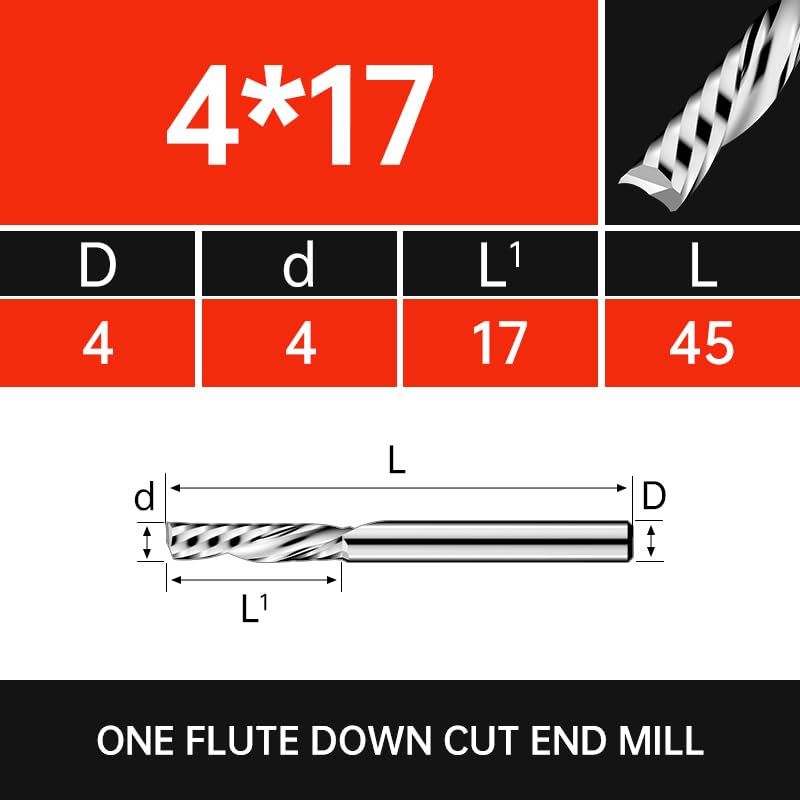 1 Stück 3,175/4/6 mm Linkshänder-Einzelflöten-Bit Hartmetall-Schaftfräser Down Cut CNC-Fräser(6mm)