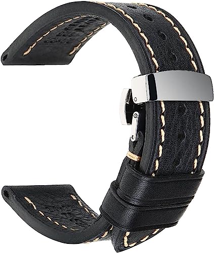 Bracelet de montre en cuir véritable 18mm à 26mm style vintage