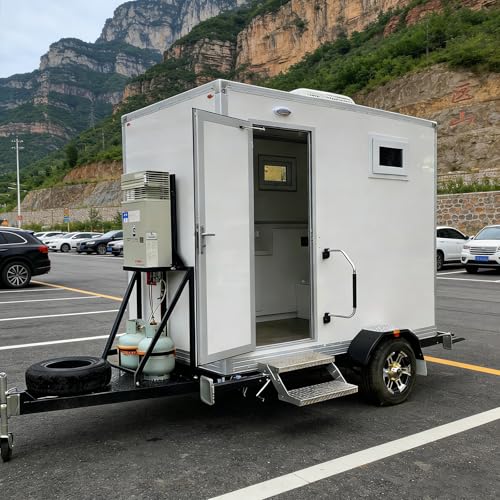 Remolque de baño de lujo, baño portátil remolcable con marco de acero inoxidable y opciones personalizadas para bodas, festivales y eventos
