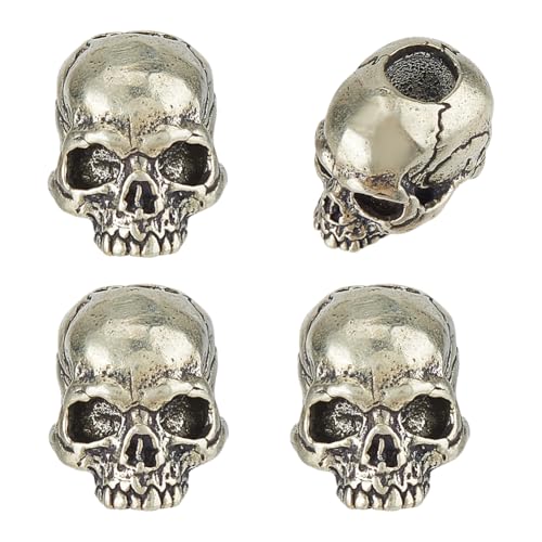 SUPERFINDINGS 4Pcs Skull Beads Large Hole 5.5mm Beads Knife Lanyard