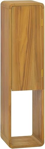 Tidyard Armario de baño montado en la pared con puerta y estantes, armario de almacenamiento colgante de madera de teca para baño, muebles para el