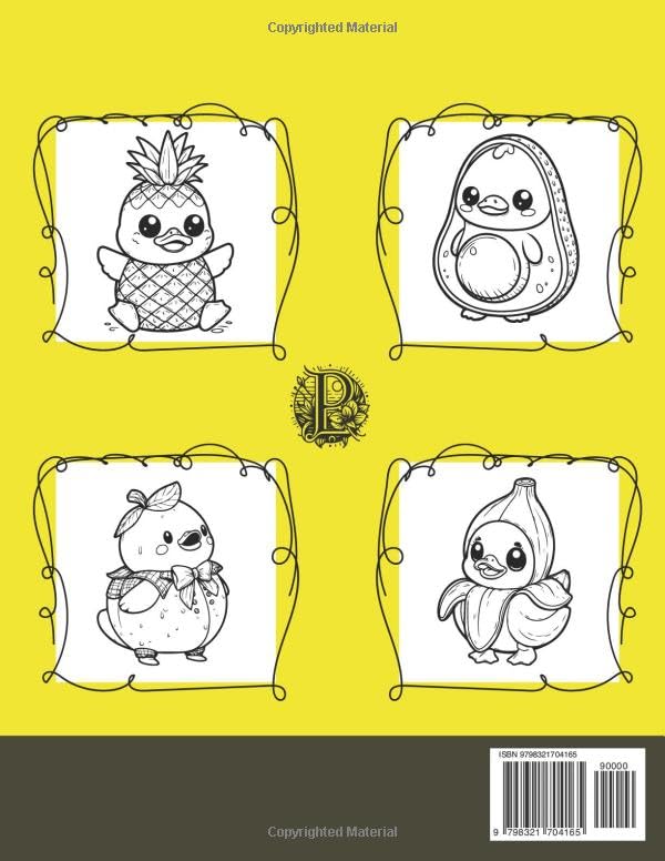 Rubber Ducks Fruits Coloring Book for Kids, Teens and Adults: 51 Simple Images to Stress Relief and Relaxing Coloring (Quacky Creations: Rubber Duck Coloring Books) - Image 2