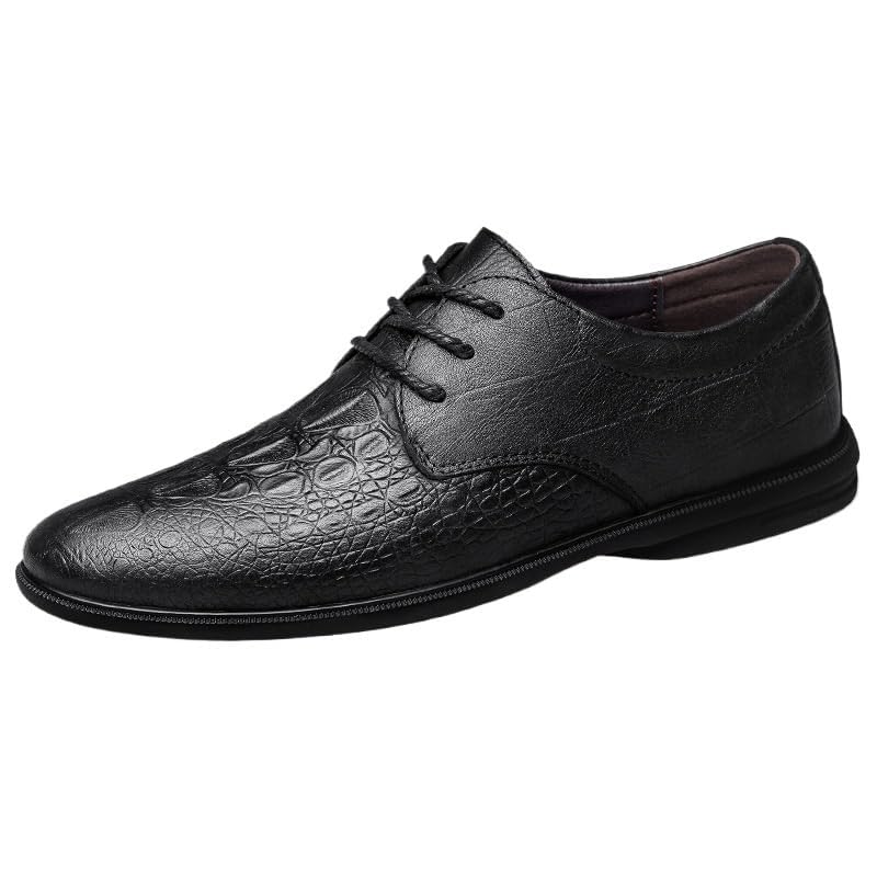Men’s Genuine Leather Oxfords Shoes for Men, Pointed Toe Lace-up Comfort Tuxedo Oxfords Formal Business Shoes - Main Image